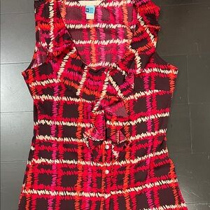 Banana Republic Red and Black Patterned Blouse